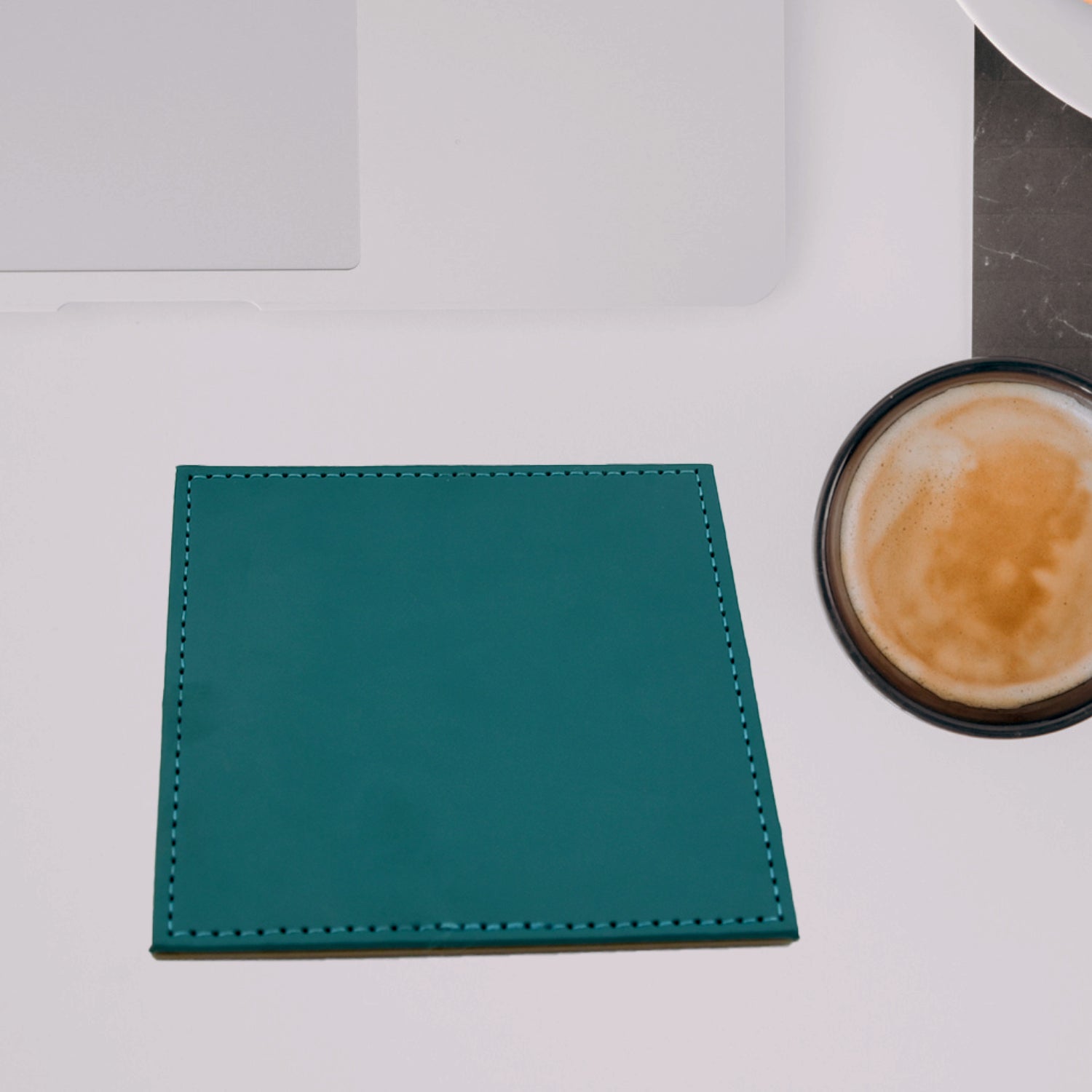 Square Tea Coaster - Dining Table Decor Accessories - Coaster for Dining Table for Hot Pots Coasters for Cups Durable and Long-Lasting, Leather Coffee Table for Home or Office Use (1 pc)