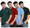 Polo Neck T-Shirt (Multicolor, XL) (Pack of 4)