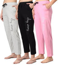 Cotton Blend Straight Fit Trouser for Women (Multicolor, M) (Pack of 3)